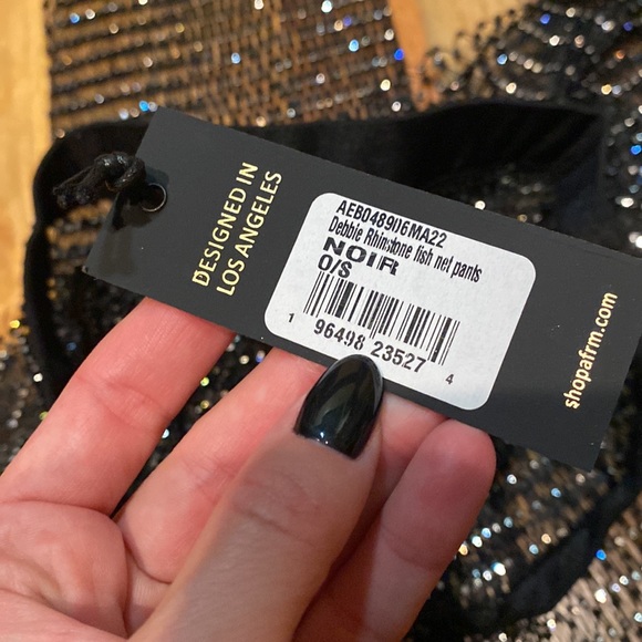 NWT AFRM DEBBIE RHINESTONE FISH NET PANTS - Picture 4 of 4